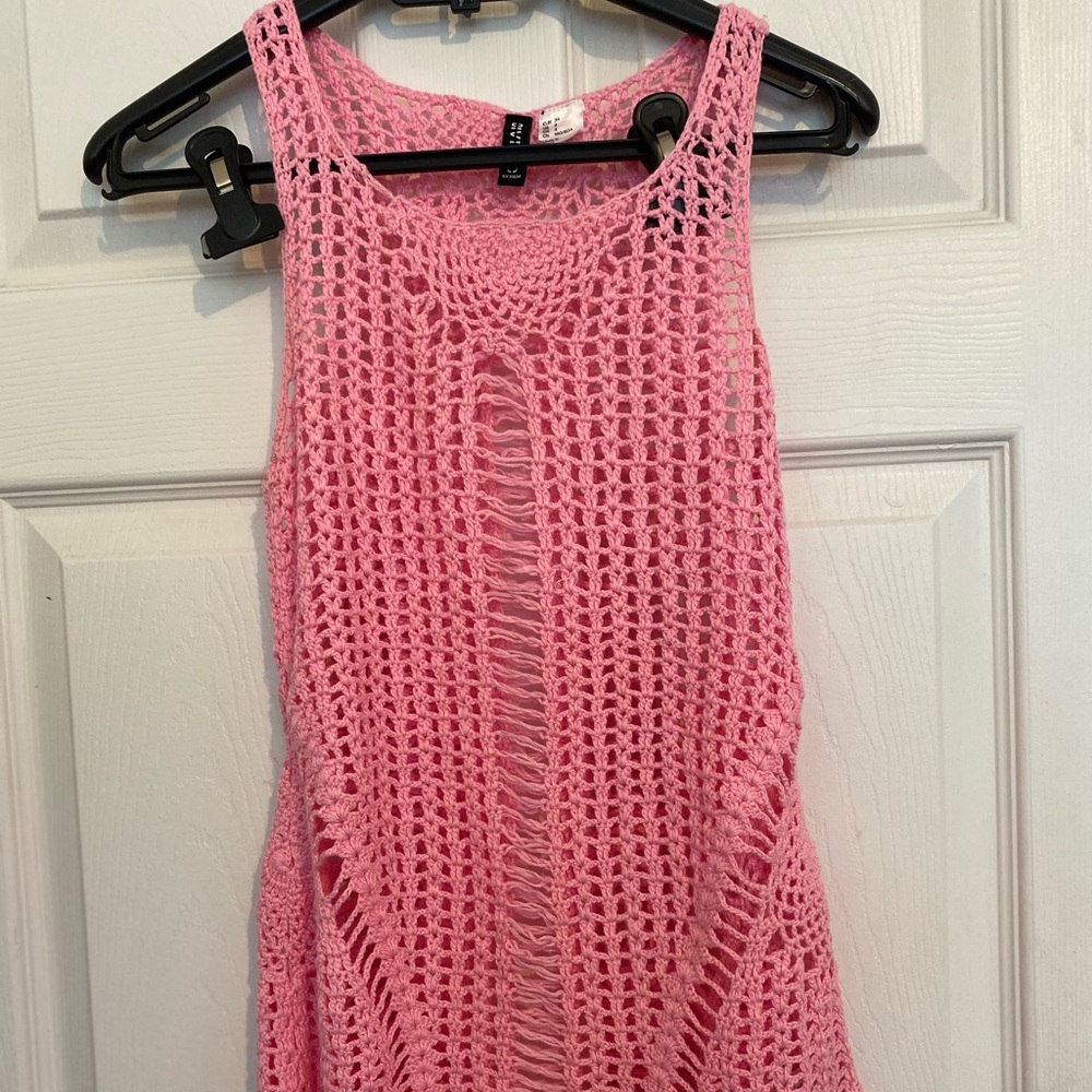Divided vintage Pink crochet top/cover up size 4